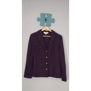 St. John Collection Purple Santana Knit Luxury Blazer Jacket Sz 12